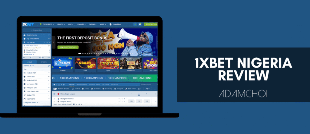 1xBet branded billboard advertising at a Nigerian football venue, highlighting local sponsorship presence.