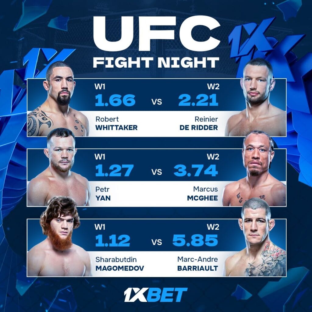 Official UFC fight result announcement in the octagon – key to 1xBet bet settlement