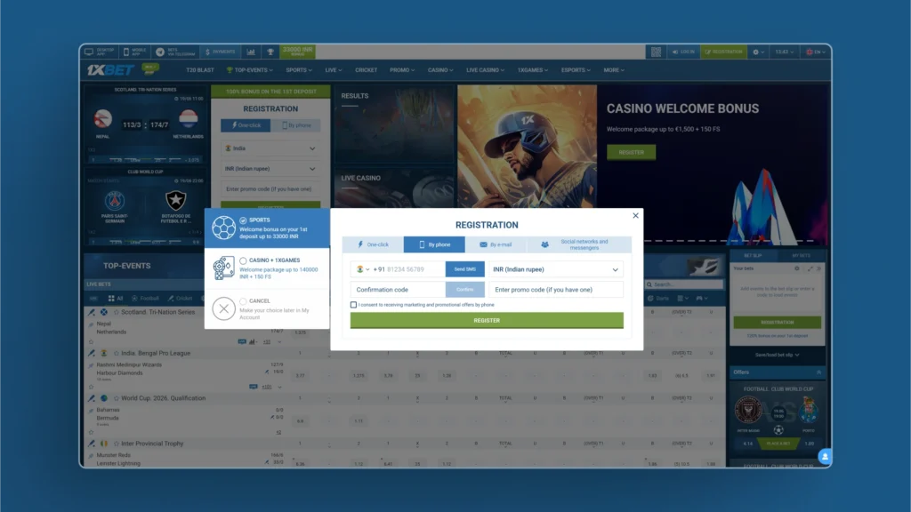 How to Register on 1xBet India – One-Click, Phone & App Guide