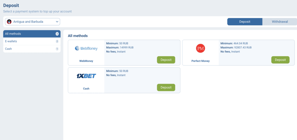 Step-by-step guide to making deposits on 1xBet from Antigua
