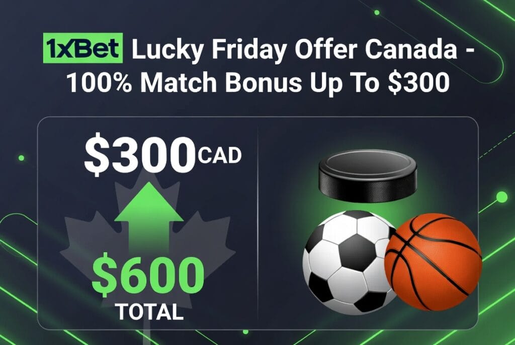 1xBet Lucky Friday Bonus Canada: Up to $300 Weekly 2 How to Get 1xBet Happy Friday Bonus in Canada – Full Guide
