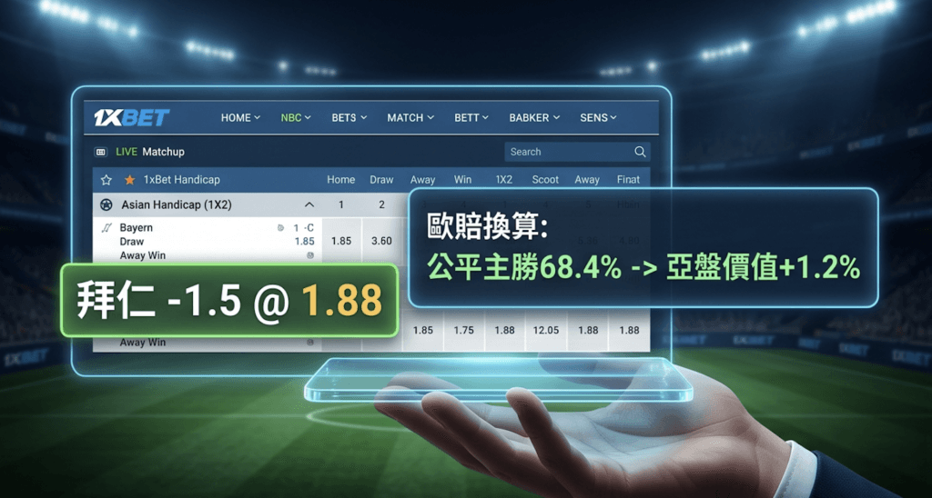 歐賠換算亞盤實戰：1xBet讓分盤怎麼判斷值不值得買？