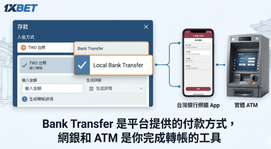 1xBet Bank Transfer入金教學:台灣網銀ATM與虛擬帳號 1 1xBet Bank Transfer入金教學:台灣網銀ATM轉帳完整指南