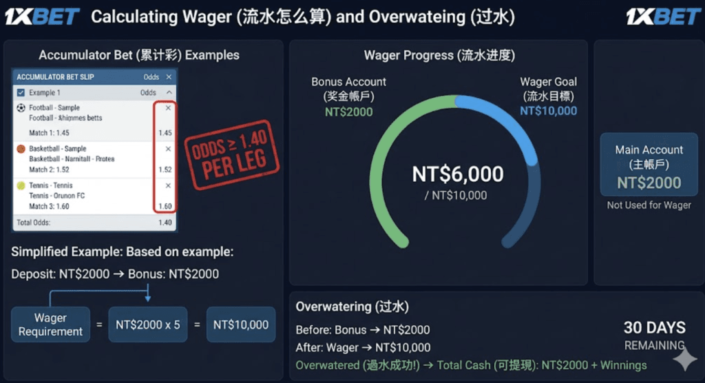 1xBet首存獎金能提領嗎？新手最該看懂的流水限制
